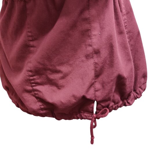 YMI S Burgundy Red Utility Hooded Vest Drawstring Street Style Militarycore Moto - Picture 8 of 11